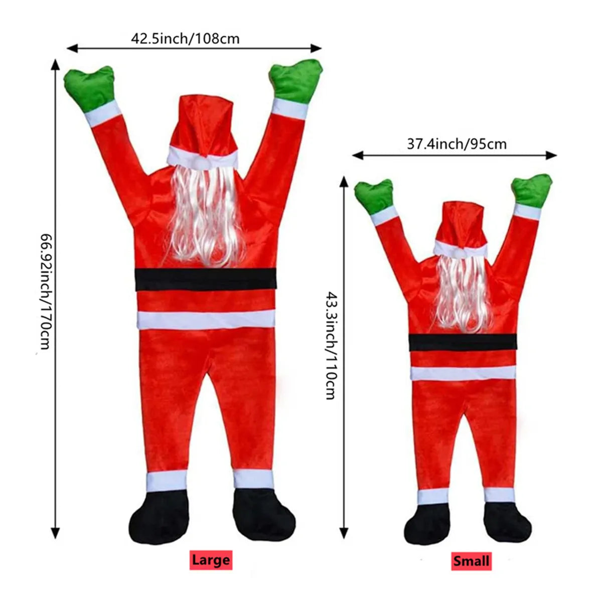 Christmas Hanging Santa Claus Suit Outdoor Climbing Hanging Santa Claus for Christmas Decoration Xmas Roof Gutter Yard Decorl