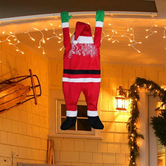 Christmas Hanging Santa Claus Suit Outdoor Climbing Hanging Santa Claus for Christmas Decoration Xmas Roof Gutter Yard Decorl