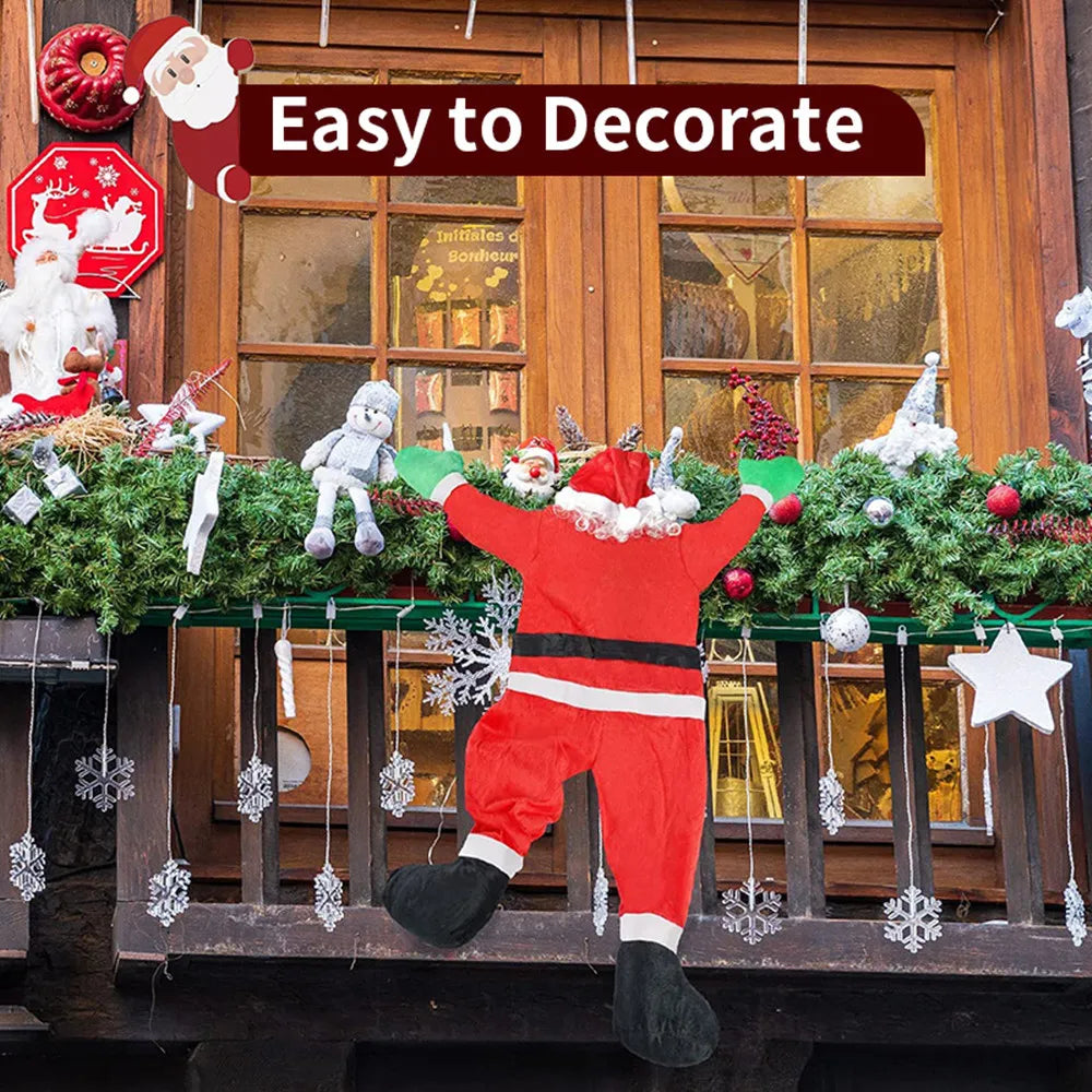 Christmas Hanging Santa Claus Suit Outdoor Climbing Hanging Santa Claus for Christmas Decoration Xmas Roof Gutter Yard Decorl